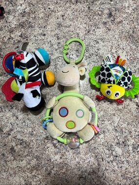 Plush Giraffe Rattle Toy, zebra toy, and Lamaze toy.